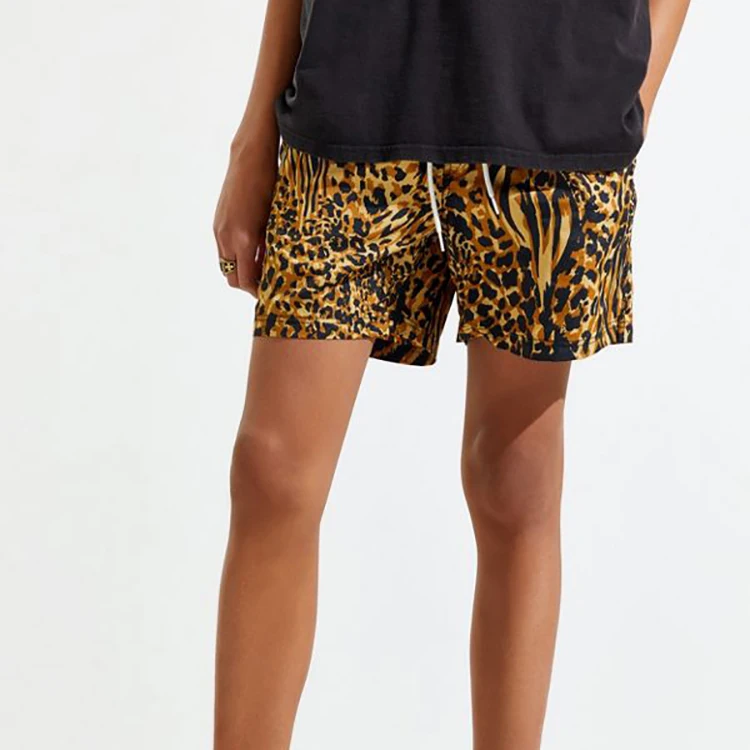 

Custom elastic waist mens fashion leopard printed casual comfortable summer men's short pants