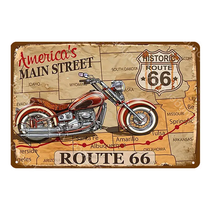 Исторический US Route 66 постер на стену для мотоцикла наклейка винтажный