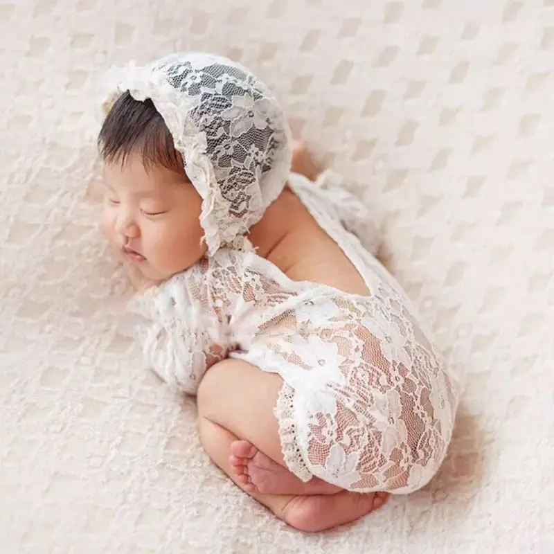 Комбинезон детский, 3 шт./компл., кружевная шапочка, подушка, реквизит для фотосъемки новорожденных, костюм для съемок нарядов от AliExpress WW