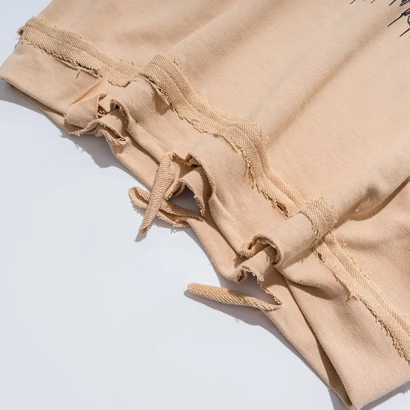 

Style Men Women Dark Series Chain Letter Printed Sweatshirt Destruction Hoodie Black Hip-hop Sweatshirt Streetwear Goth