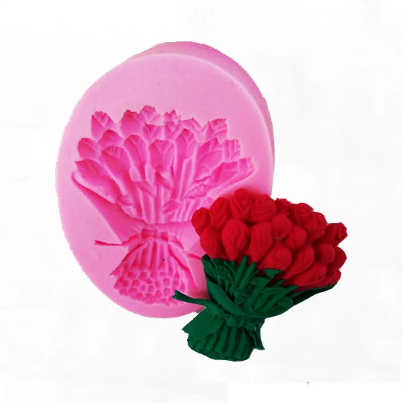 Силиконовая форма для помадки в виде букета тюльпана выпечки сделай сам