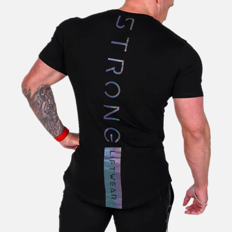 

2021 New Men's Gyms T Shirt Muscle Fitness Work Out Bodybuilding Streetwear Trends Sporting T Shirt Men Fashion Tees Tops