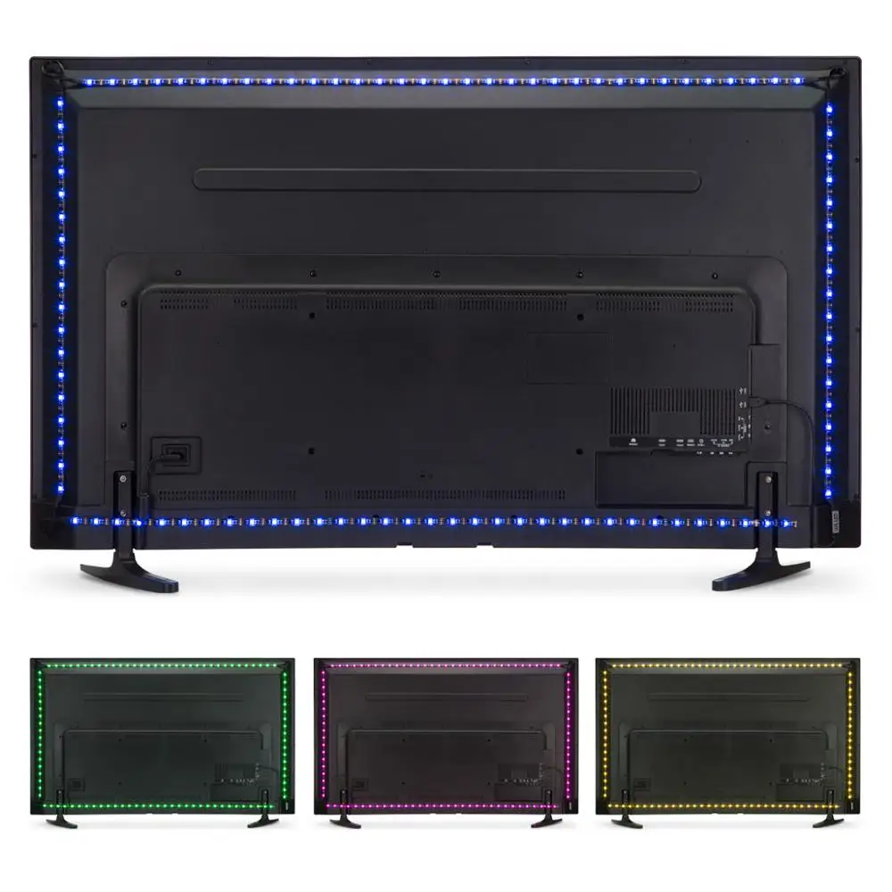 Светодиодная подсветка ТВ Беспроводной USB свет для 55 ''полоса RF RGB 60 65 дюймов 12