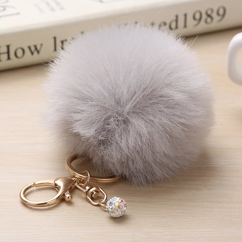 Cute Faux Rabbit Fur Ball Keychain Key Holder Pompom Making Car Chain Porte Clef Charms Luxury Keyfobs | Украшения и аксессуары