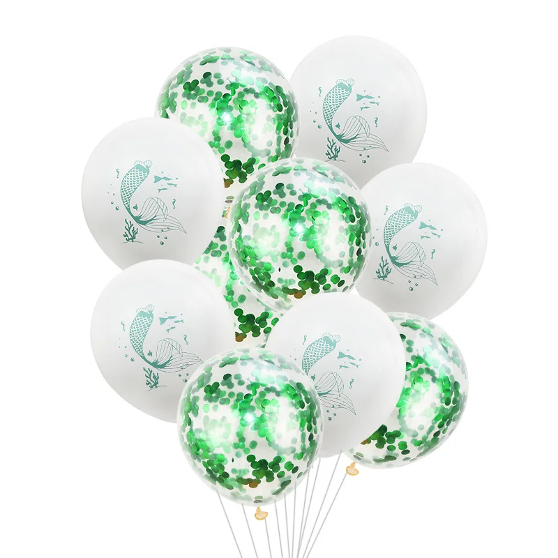 10pcs Mermaid Balloons Multicolor Confetti Balloon latex 12inch Wedding Ballons Birthday Party Decoration Baby shower Supplies