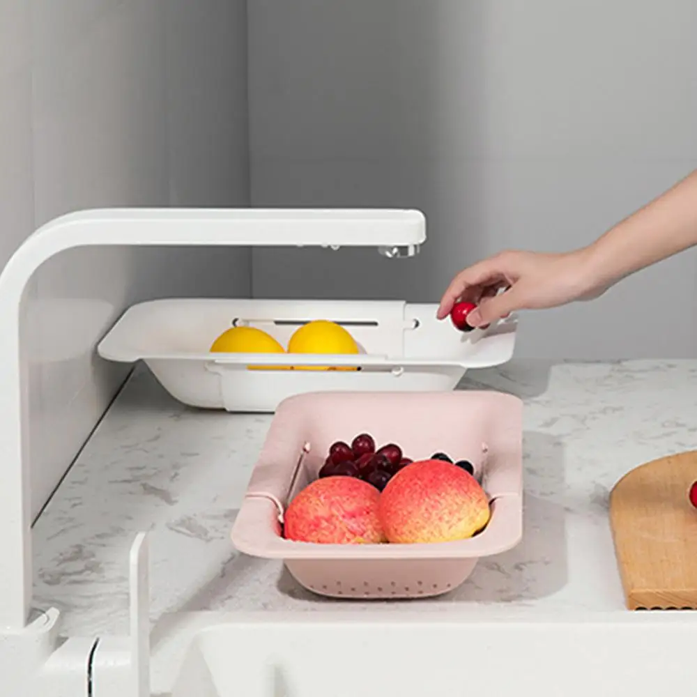 Telescopic Colander Over The Sink Kitchen Strainer Vegetable Fruits Dish Drying Rack Organizer Storage Basket | Дом и сад