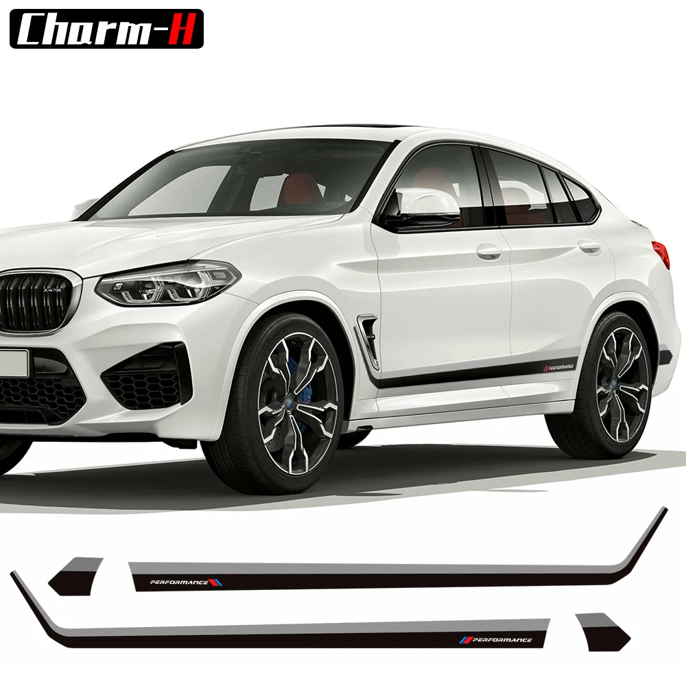 2 шт. черно серые наклейки на боковые полоски для BMW X4 G02 2018 настоящие