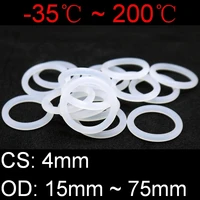 10pcs vmq o ring seal gasket thickness cs 4mm od 15 75mm silicone rubber insulated waterproof washer round shape white nontoxi