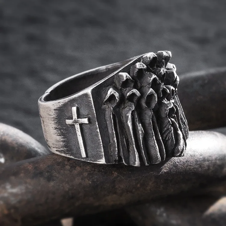 

Stainless Steel Cross Ring Men Retro Personality Domineering Ring Gothic Punk Rock Rap Open Ring Party Jewelry Anniversary Gift