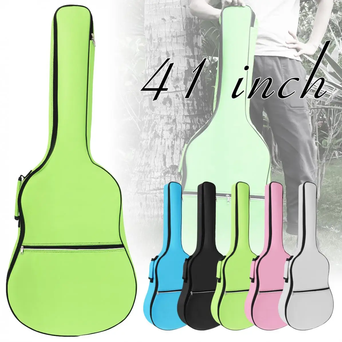 

40 / 41 Inch Acoustic Guitar Bag 8mm Sponge Thicken Oxford Fabric Double Straps Padded Guitar Soft Gig Case Waterproof Backpack