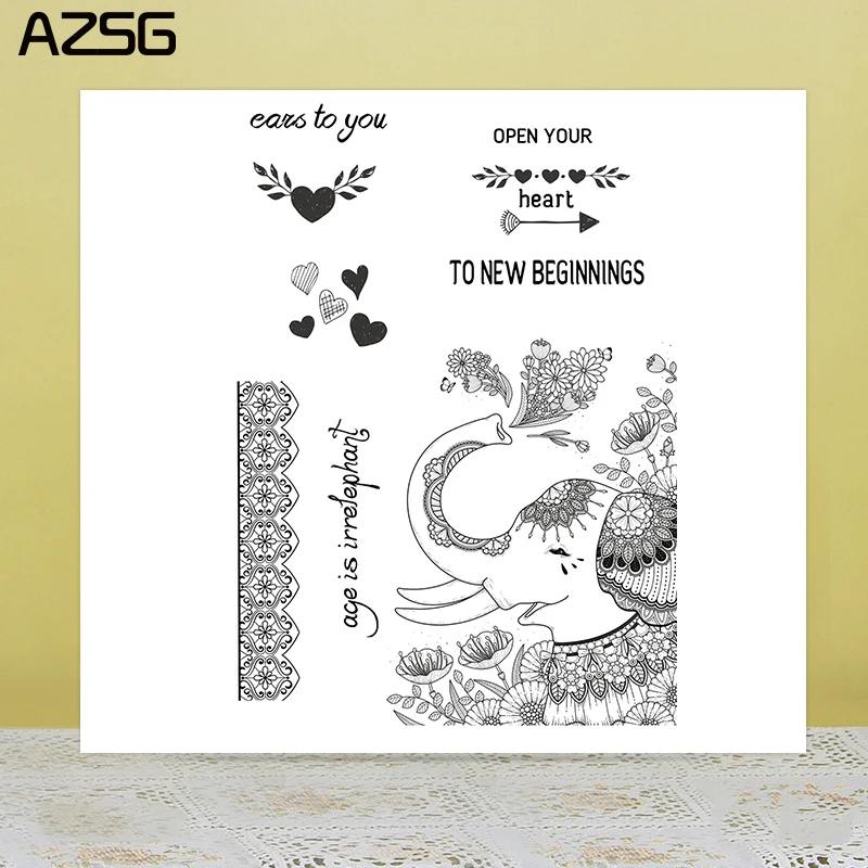 

AZSG Water Spray Elephant Clear Stamps/Seals For DIY Scrapbooking/Card Making/Album Decorative Silicone Stamp Crafts