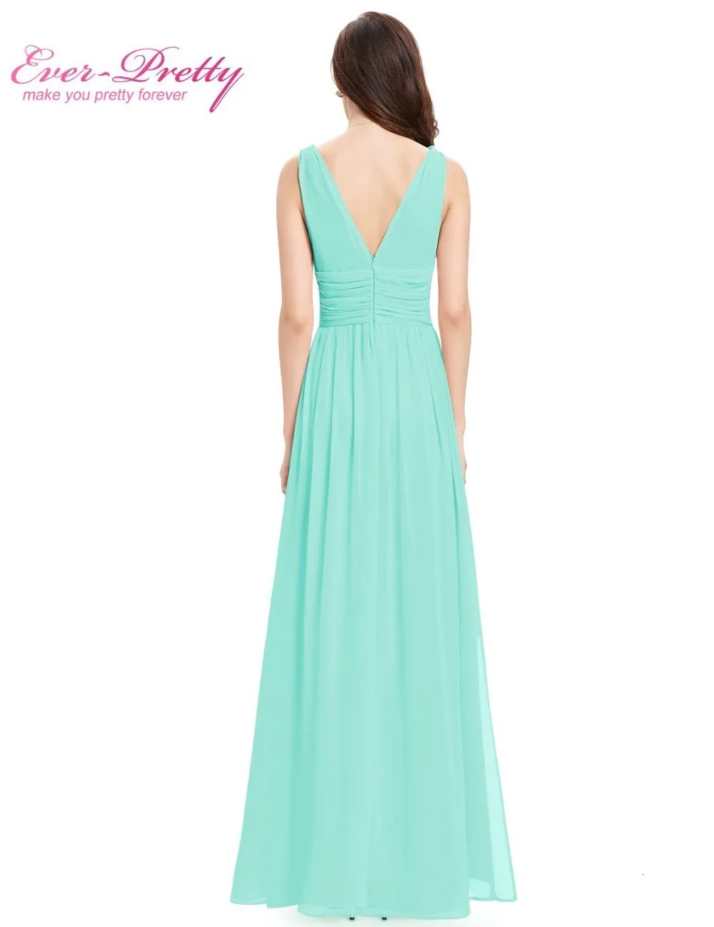 Vestido Fiesta Mujer Ever Pretty, длинное шифоновое свадебное платье трапециевидной формы с v-образным вырезом, элегантные королевские синие платья подружек невесты