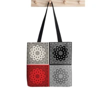 2021 shopper bandana mix pattern print tote bag women harajuku shopper handbag girl shoulder shopping bag lady canvas bag