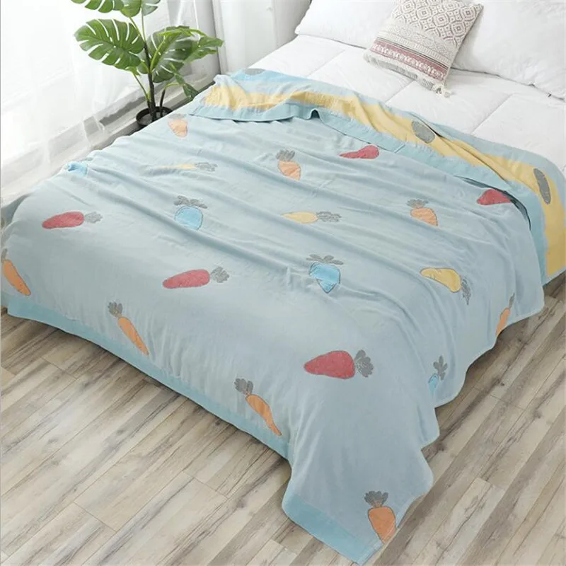 

Cotton Gauze Muslin Throw Blanket for Sofa Bed Summer Air Conditioning Bedspread for Kids Adults Bedding Coverlet Soft Plaid