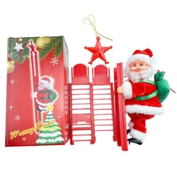 electric climbing ladder santa claus christmas tree hanging decor ornament decoration for home with music figurine kids toy gift