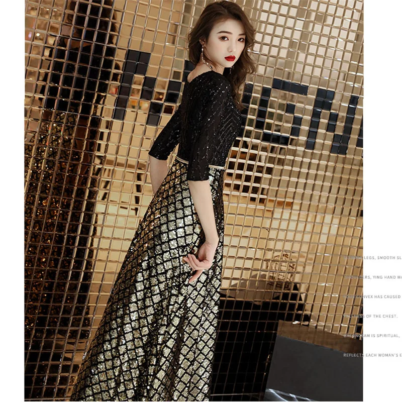 Вечерние платья О-Образным Вырезом It's YiiYa Халат де Вечер Плюс Размер Black Empire