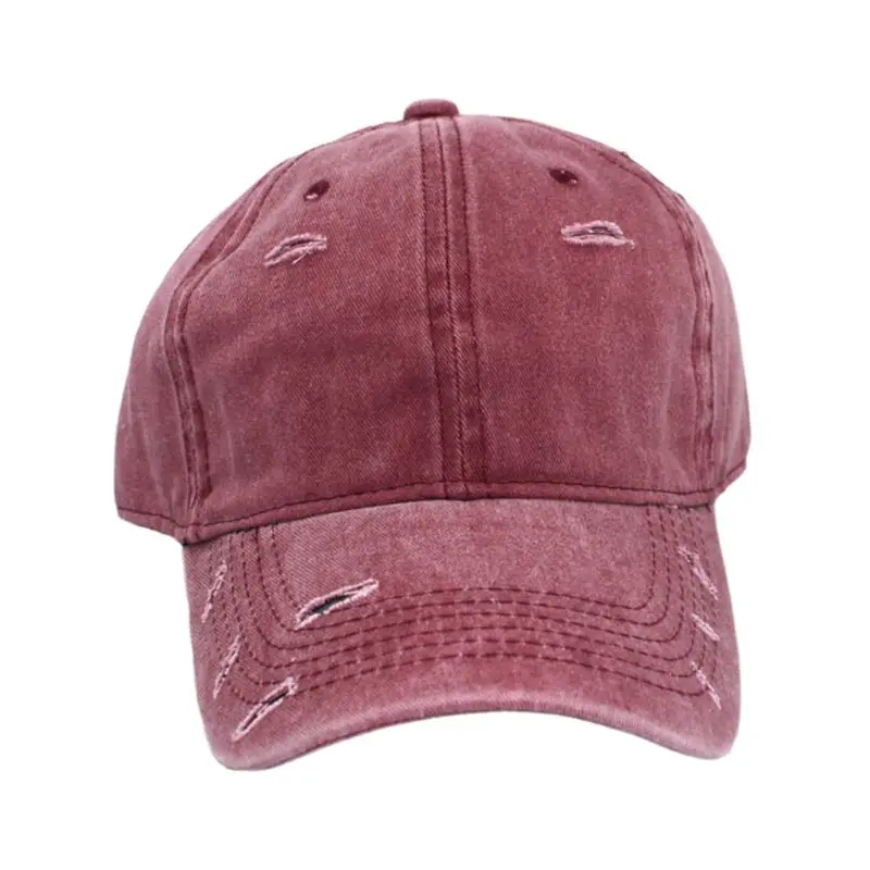

Unisex Vintage Washed Cotton Baseball Cap Distressed Ripped Solid Color Sunscreen Outdoor Sport Snapback Sun Visor Hat