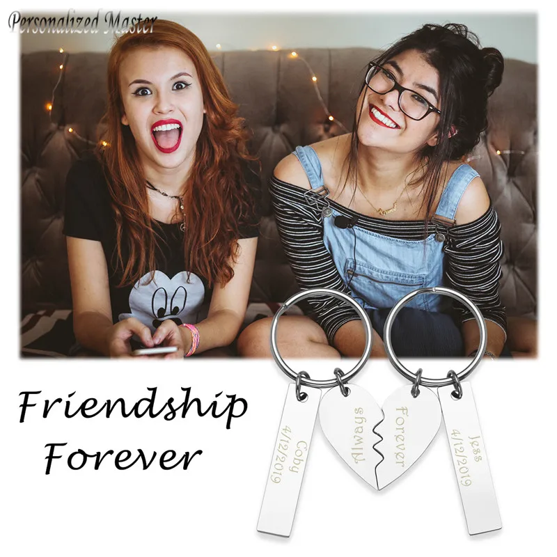Персонализированный Магнитный брелок для ключей в виде сердца с гравировкой