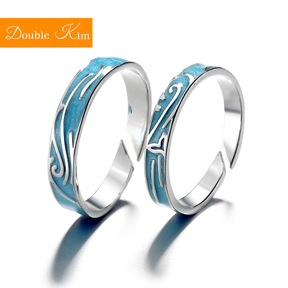 Регулируемое кольцо Blue Ocean Пары Кольца из медного сплава посеребренные кольца с