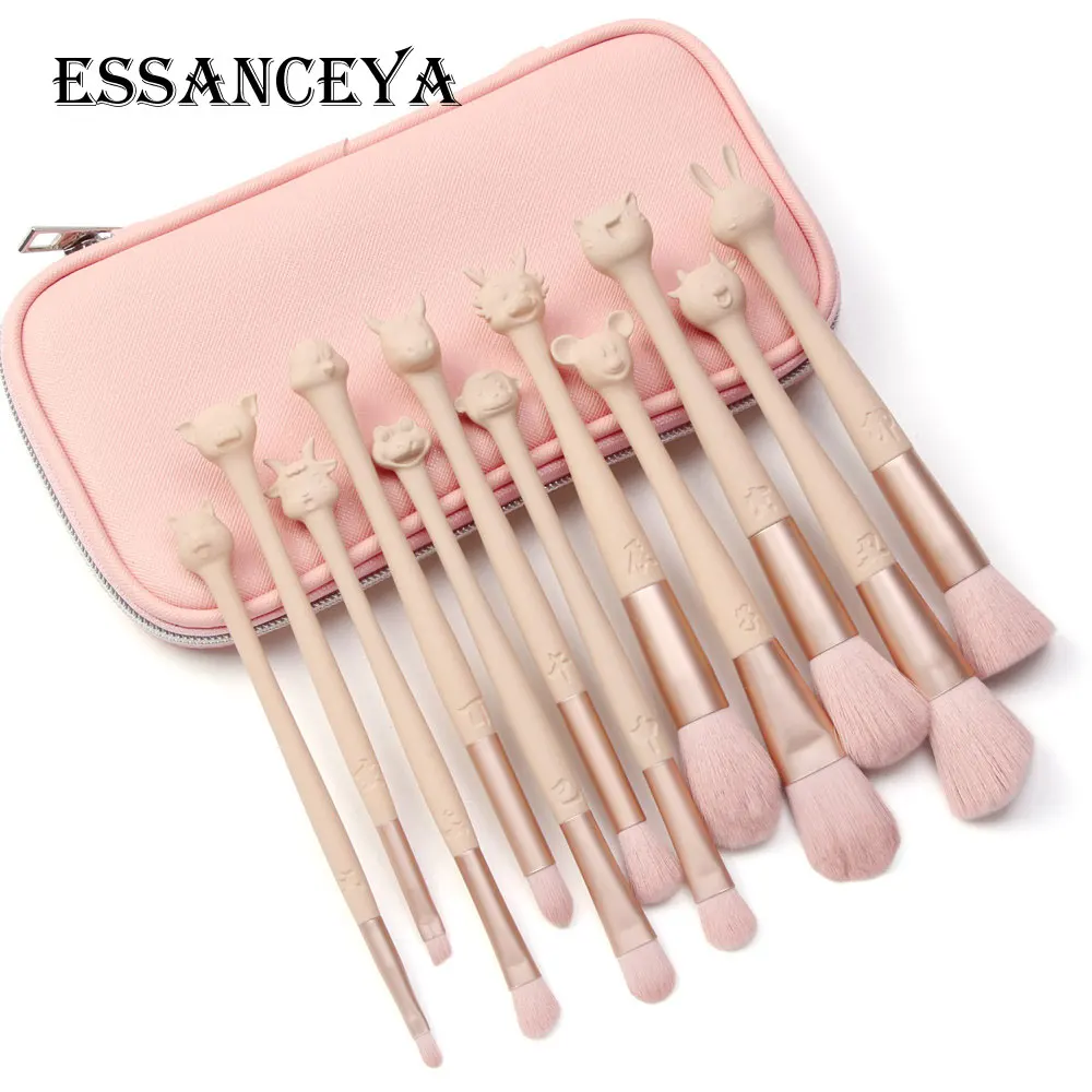 Набор кистей для макияжа ESSANCEYA набор из 12 розовая основа губ тени век румяна пудра