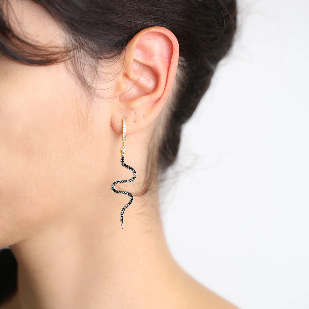

Silver Single Snake Design Earring Turkish Handmade 925 Silver Sterling Dangle Earrings