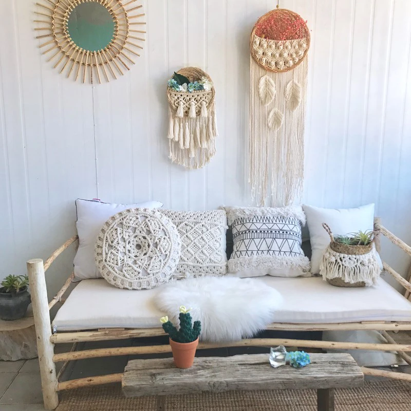 Ins фон для комнаты гобелен из макраме тканая корзина цветочный горшок ротанговый