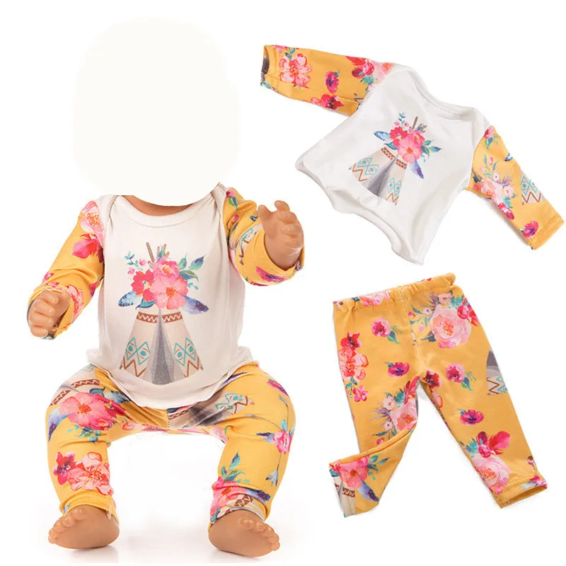 Indian flower 1 set 18 дюймов США Девочка Кукла одежда подходит 43 см кукла 4 цвета комбинезон плюшевая одежда для ползания лучший подарок для детей кукла - Цвет: Indian flower 1 set