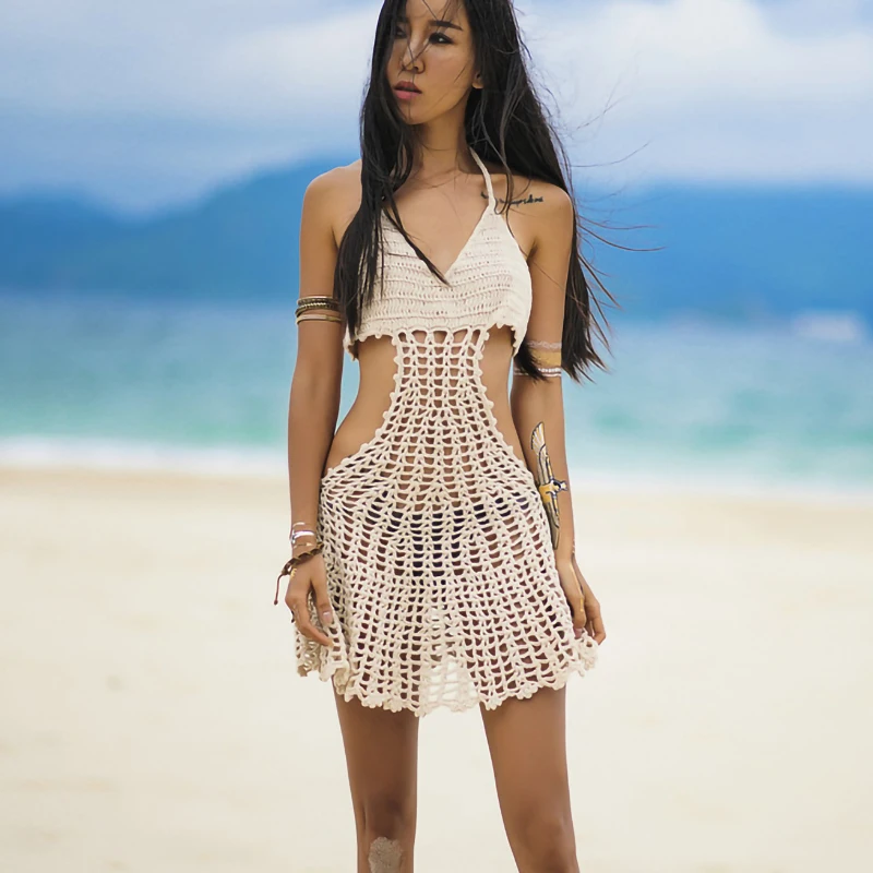 2019 женское бикини вязанное крючком сексуальное красное черное ажурное с