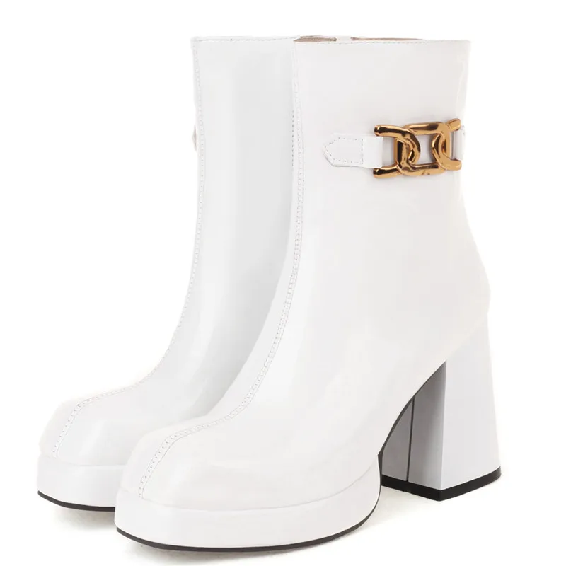 

Fashion Women Ankle Boot Platform Sexy Red White Black Ankle Boots For Women Brand Designer Autumn Winter Party Shoes Large Size