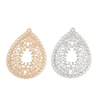 doreenbeads fashion copper filigree stamping pendants gold silver color drop charms diy findings components 3 5 x 2 7cm 10 pcs