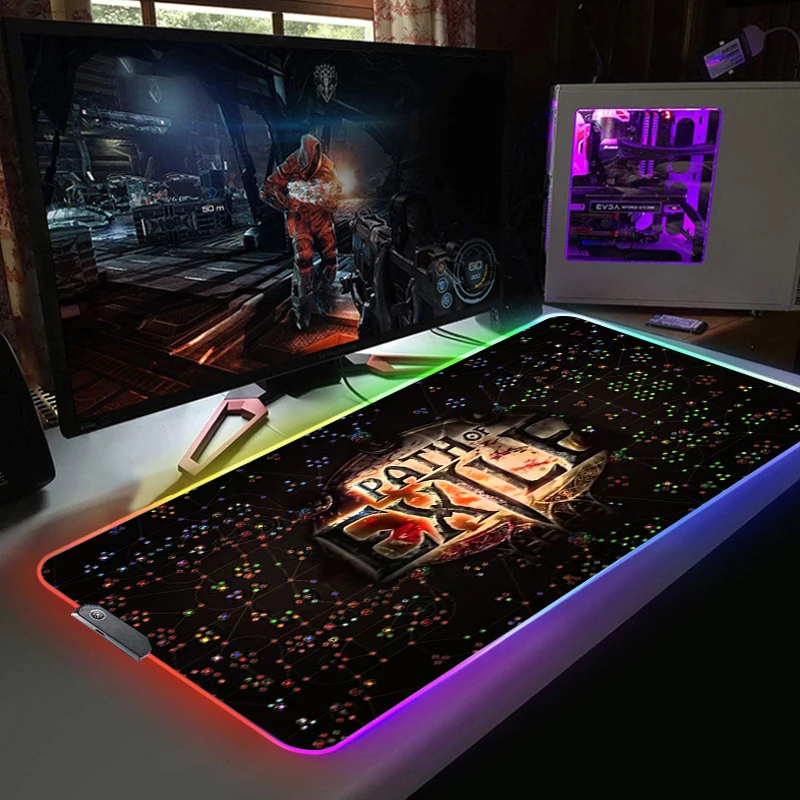 

Large RGB Keyboard mouse pad Anime Path Of Exile Mouse Mats Gaming Mousepad XL LED High Speed Computer Accessories Desk Mat