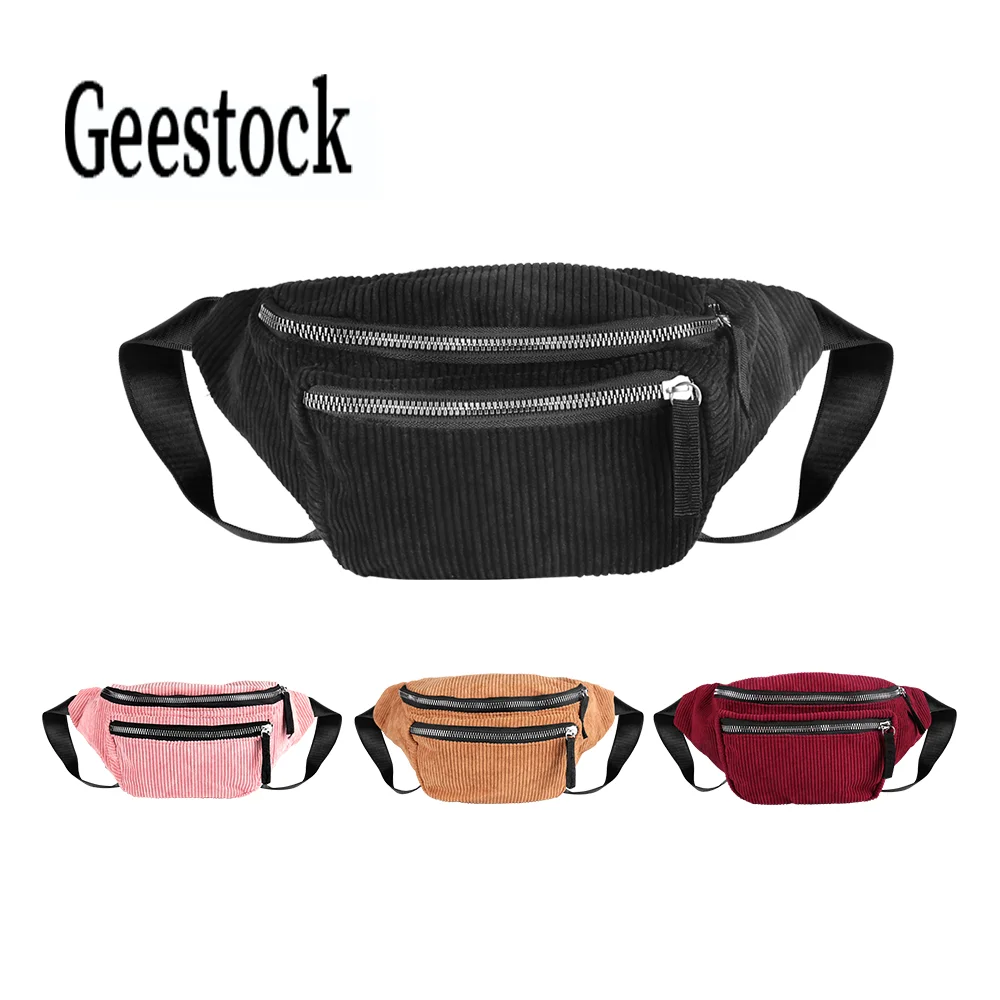 Вельветовая поясная сумка Geestock для женщин модная нагрудная сумочка на двойной