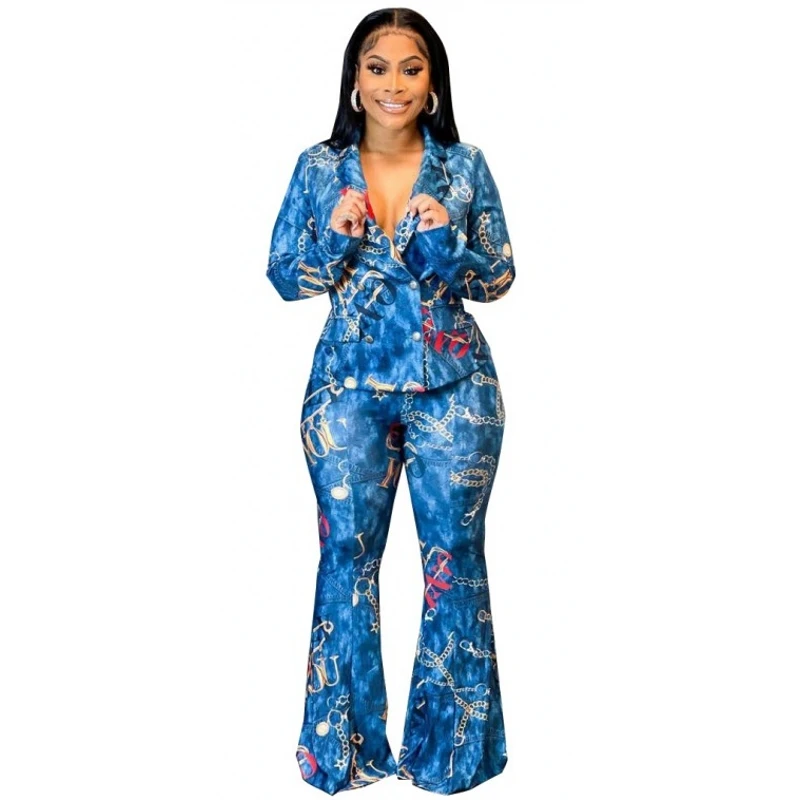

Two Piece Set Flower Print Suit Top And Pants Africa Clothes African New Dashiki Fashion Super Elastic Party For Women Outfits