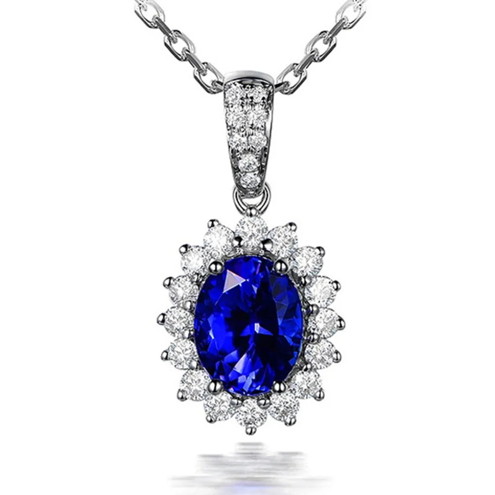

Женское ожерелье с подвеской в виде сапфира