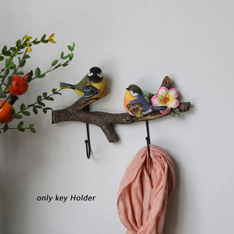two birds 3 Ключница настенная Креативный рисунок птицы настенное крепление ключница минималистичный домашний крючок для склада зонтик маленькие вещи Органайзер украшение для дома - Цвет: two birds 3