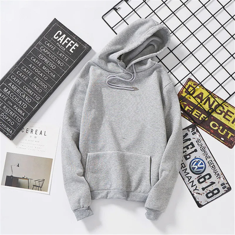 

Upper size loose couple sweatshirt women solid color hoodie autumn and winter long sleeve pocket sweater women
