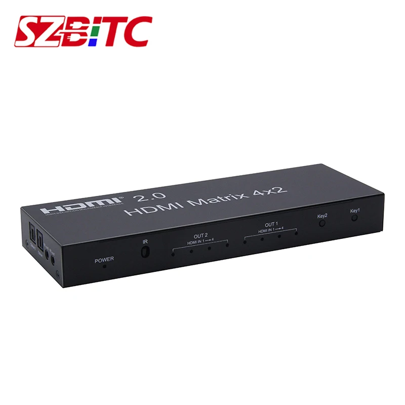 SZBITC 4K 4x2 HDMI матрица HDMI2.0 переключатель 4 в 2 Выход разделитель EDID двойной 3 5 мм Джек