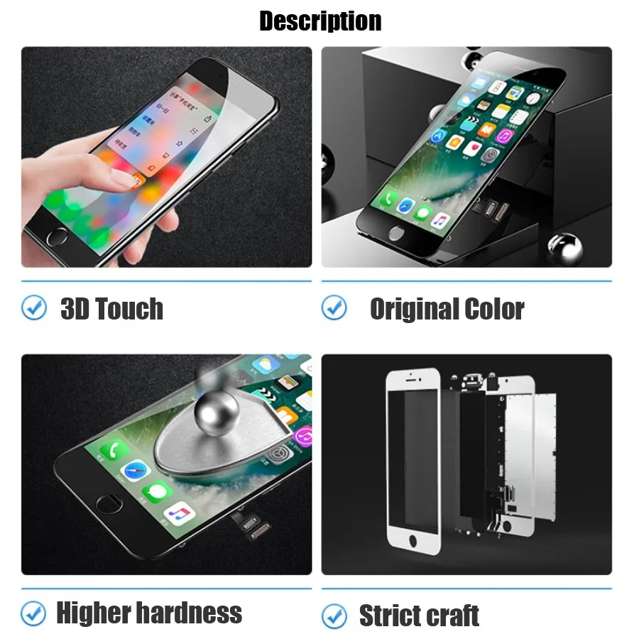 Качественный ЖК-дисплей PINZHENG AAAA для iPhone 5s 8 6 6S 7 3D сенсорный экран 6s дисплей с