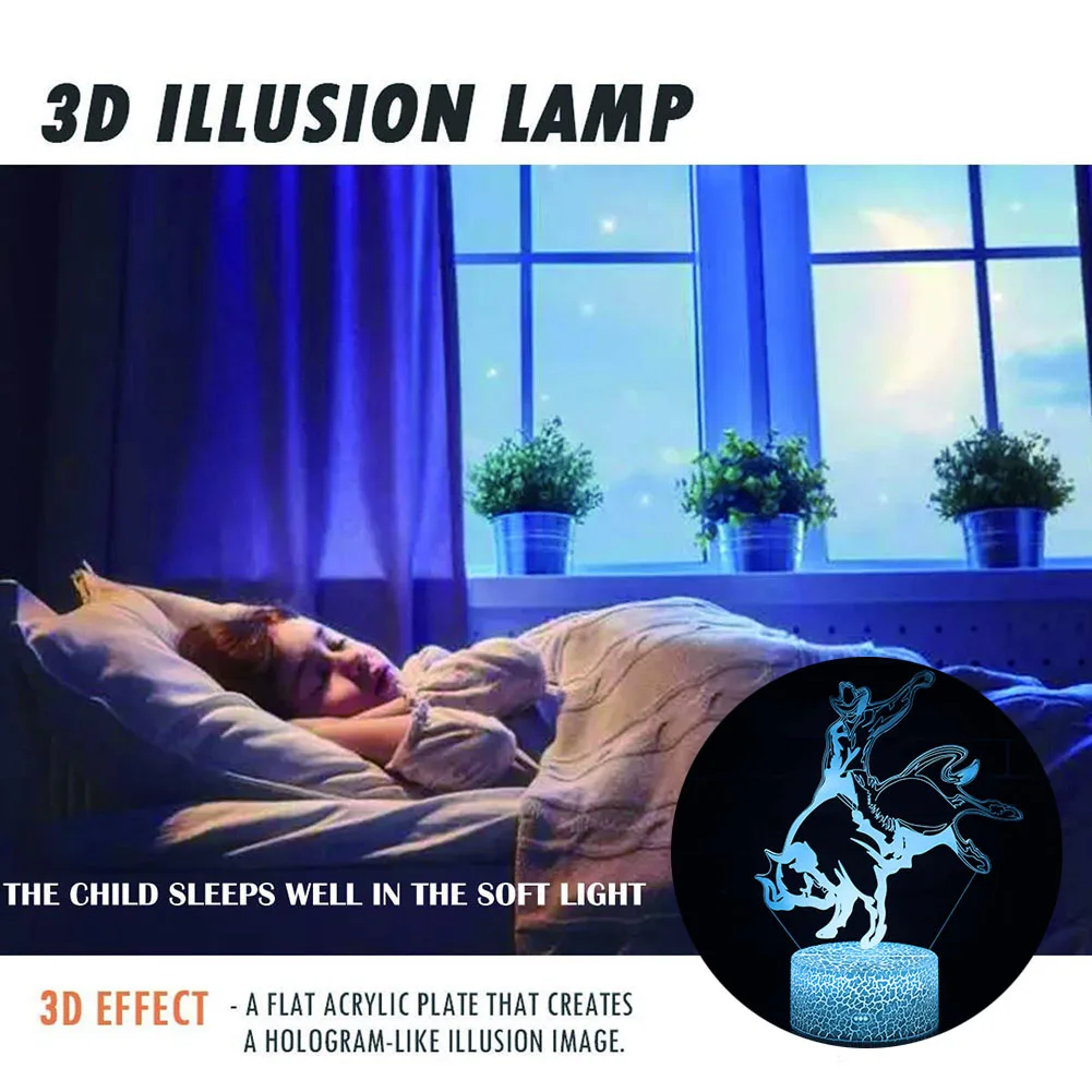 Magiclux Новинка освещение 3D Иллюзия светодиодный светильник быка Riders модель ночные