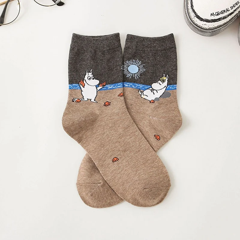 DG Новые осенние и зимние женские носки Mumin Moomin Бегемот японский мультфильм животных смешная средняя трубка обувь - Color: DG