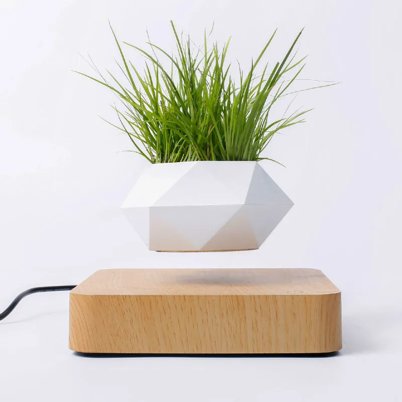 

Floating Geometric Magnetic Levitating Flower Pot Bonsai Creative Humidifier Self Watering Planter Home Office Desk Decor