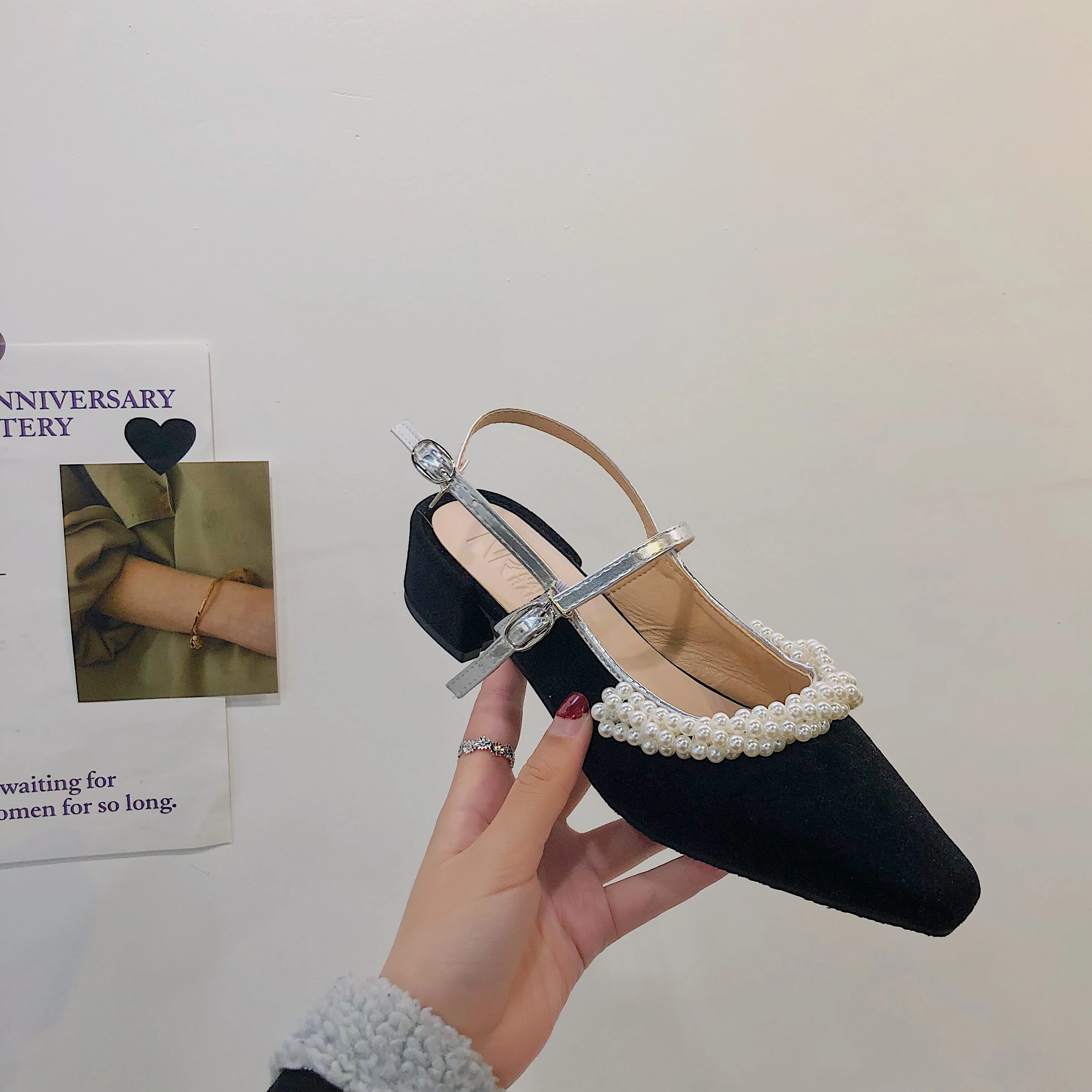 

2021 Summer Retro Woman Shoes Closed Toe Sandals High Heels Suit Female Beige Med Original New Comfort Girls High-heeled Black M