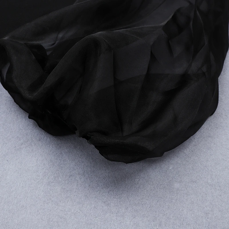 

INDRESSME 2020 Fashion New Spring Women Sexy Sheath Black Bandage O Neck Puff Mesh Short Sleeve Party Club Bodycon Mini Dress