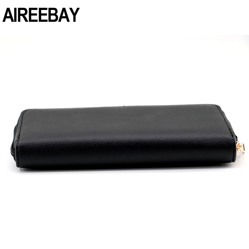 AIREEBAY модные черные женские кошельки сумочки брендовый дизайн длинный женский
