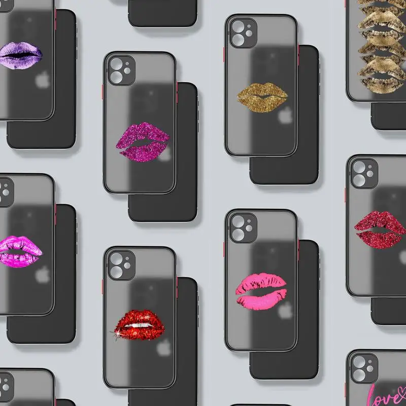 

Shiny sexy lips Phone Case For iphone 12 11 8 7 plus mini x xs xr pro max matte transparent cover