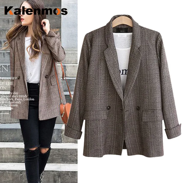 Большие размеры XL 5XL осенне зимнее пальто женское Теплое повседневное в клетку с