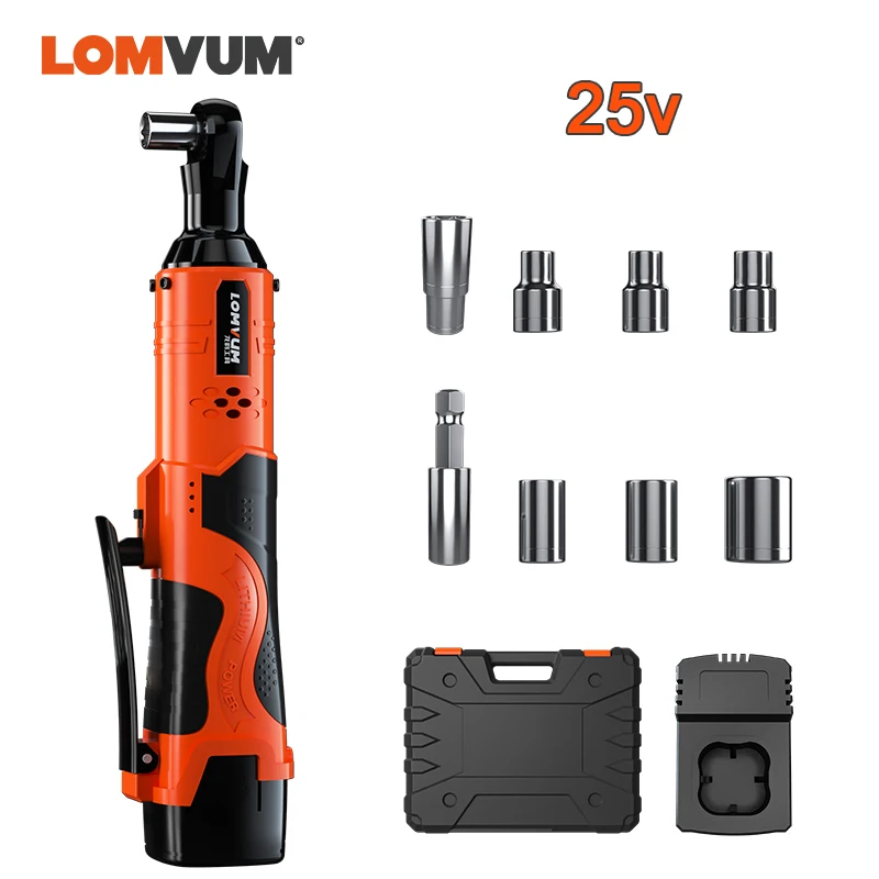 LOMVUM 25V Electric Wrench Kit 3/8 Cordless Ratchet Rechargeable Scaffolding 60NM Torque with LED Working Light | Инструменты