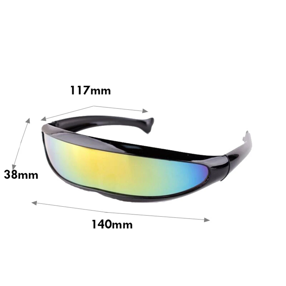 

New Cycling Sunglasses Funny Plastic Color Mirrored Single Lens Visor Sunglasses Cyclops Cosplay Women Men Party Eye Glasses