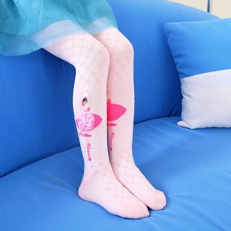 Милые балетные чулки для девочек кружевные цветочные мягкие хлопковые теплые