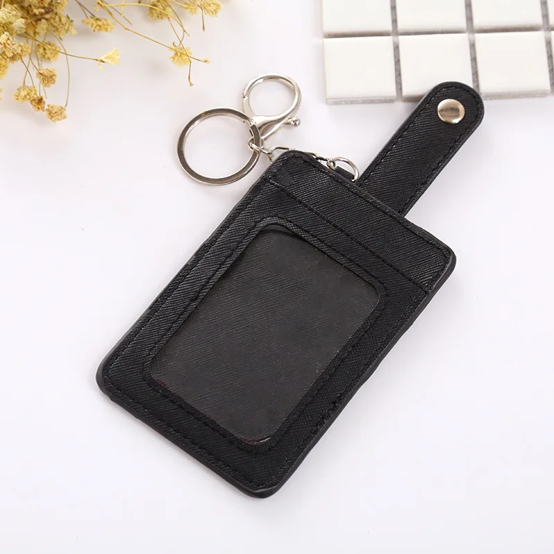 

Women Card Holder Portable ID Card Holder Bus Cards Cover Case Office Work Keychain Card Holder